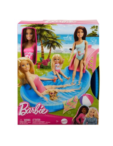 Muñeca Barbie Rubia con piscina HRJ74 BARBIE