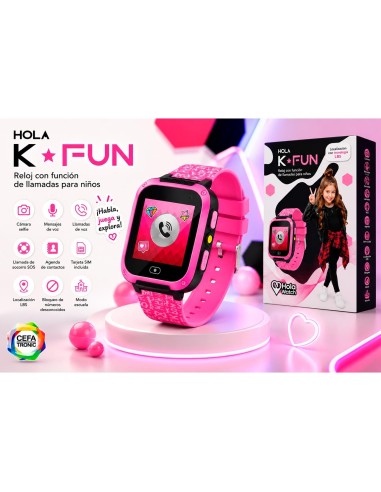 Reloj Inteligente HolaWatch K-Fun Rosa y Blanco 01141 CEFA