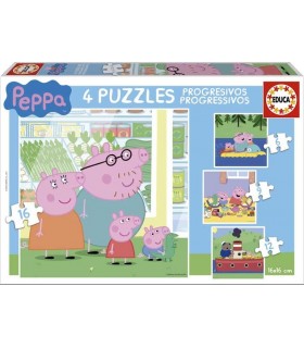 Set de 4 puzles progresivos de Peppa Pig con diferente número de piezas (entre 6 y 16) 15918 PEPPA PIG EDUCA