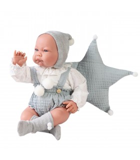 Muñeco recién nacido Nico parejita con cojín de estrella 42 cm. 33231 MUÑECAS ANTONIO JUAN