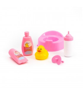 Bañera rosa para muñecos con complementos y biberón 28054 TACHAN