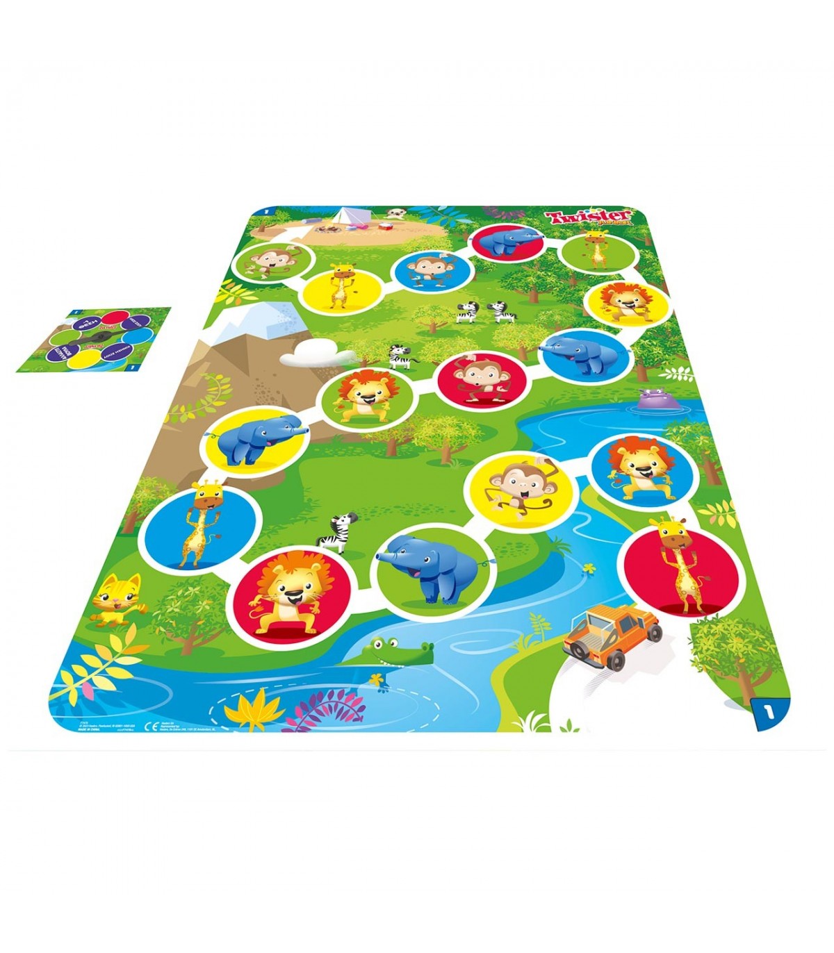 Hasbro - Twister Junior Aventura Animal: tapete dupla face, 2-4 jogadores, Jogos criança +5 anos