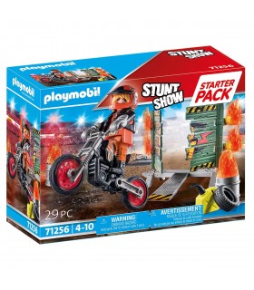 Starter Pack Moto con Pared de fuego Stunt Show 71256 PLAYMOBIL