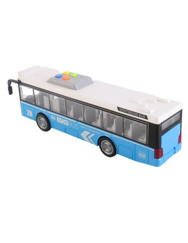 Bus Urbain à Friction Tachan - Échelle 1:16, Lumières Et Sons - Jouet Pour Enfants à Partir De 3 Ans (Bleu)