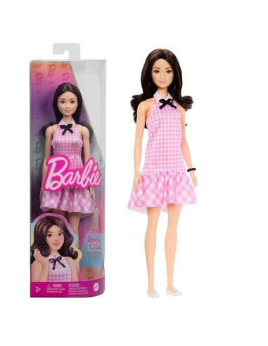 Muñeca Barbie Fashionista Vestido de cuadros rosas HRH21 BARBIE