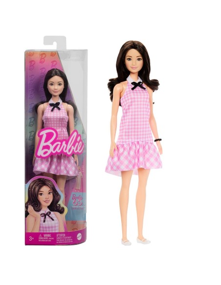 Muñeca Barbie Fashionista Vestido de cuadros rosas HRH21 BARBIE