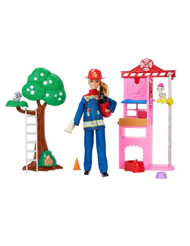 Muñeca Barbie Bombera con estación HRG55 BARBIE