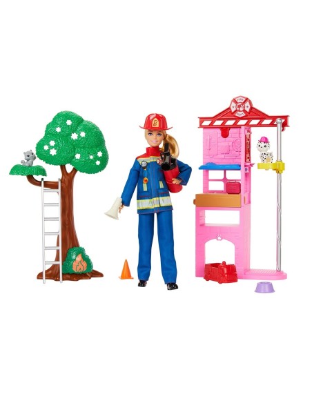 Muñeca Barbie Bombera con estación HRG55 BARBIE