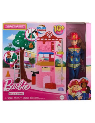 Muñeca Barbie Bombera con estación HRG55 BARBIE