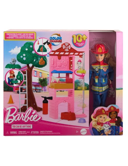 Muñeca Barbie Bombera con estación HRG55 BARBIE